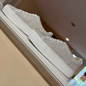White Streamlined Slip-On Sneakers with Thick Sole